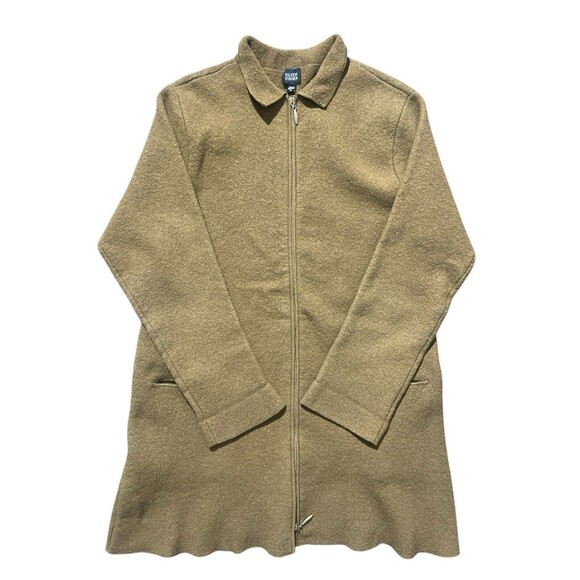 Eileen Fisher Moss Green / Khaki Zip Up Coat Sz XL Made in Hong Kong - Picture 1 of 10